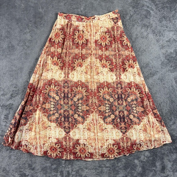 Anthropologie Dresses & Skirts - Anthropologie‎ Akemi + Kin Skirt Womens XS Red Floral Pleated Boho Midi Lined
